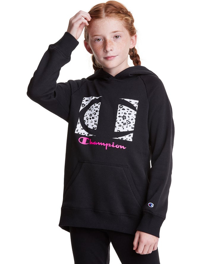 Sudadera Con Capucha Champion Niña - Fleece Raglan Leopard Knockout Logo ( Negras ) 3605241-MJ